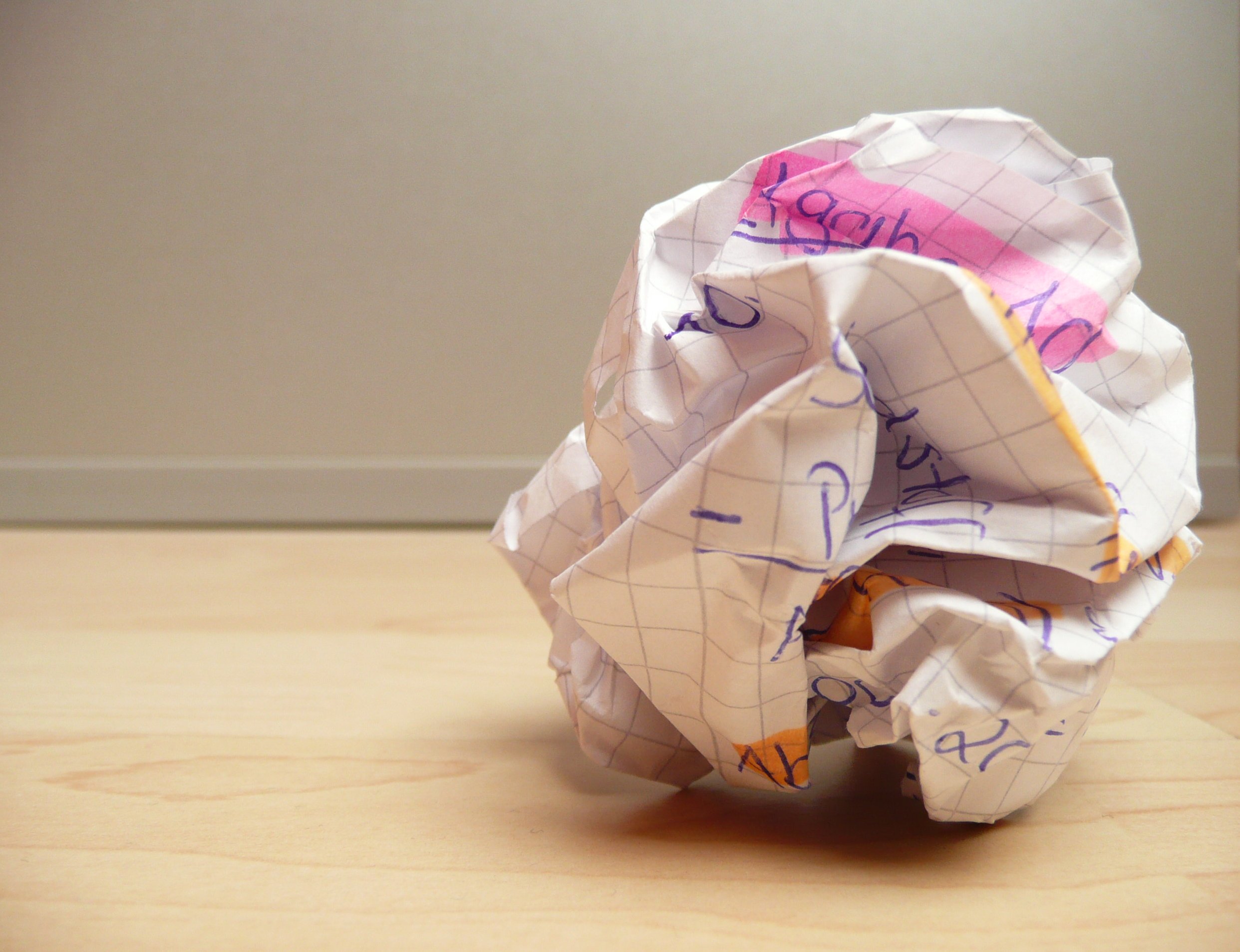 scrunched up ball of paper